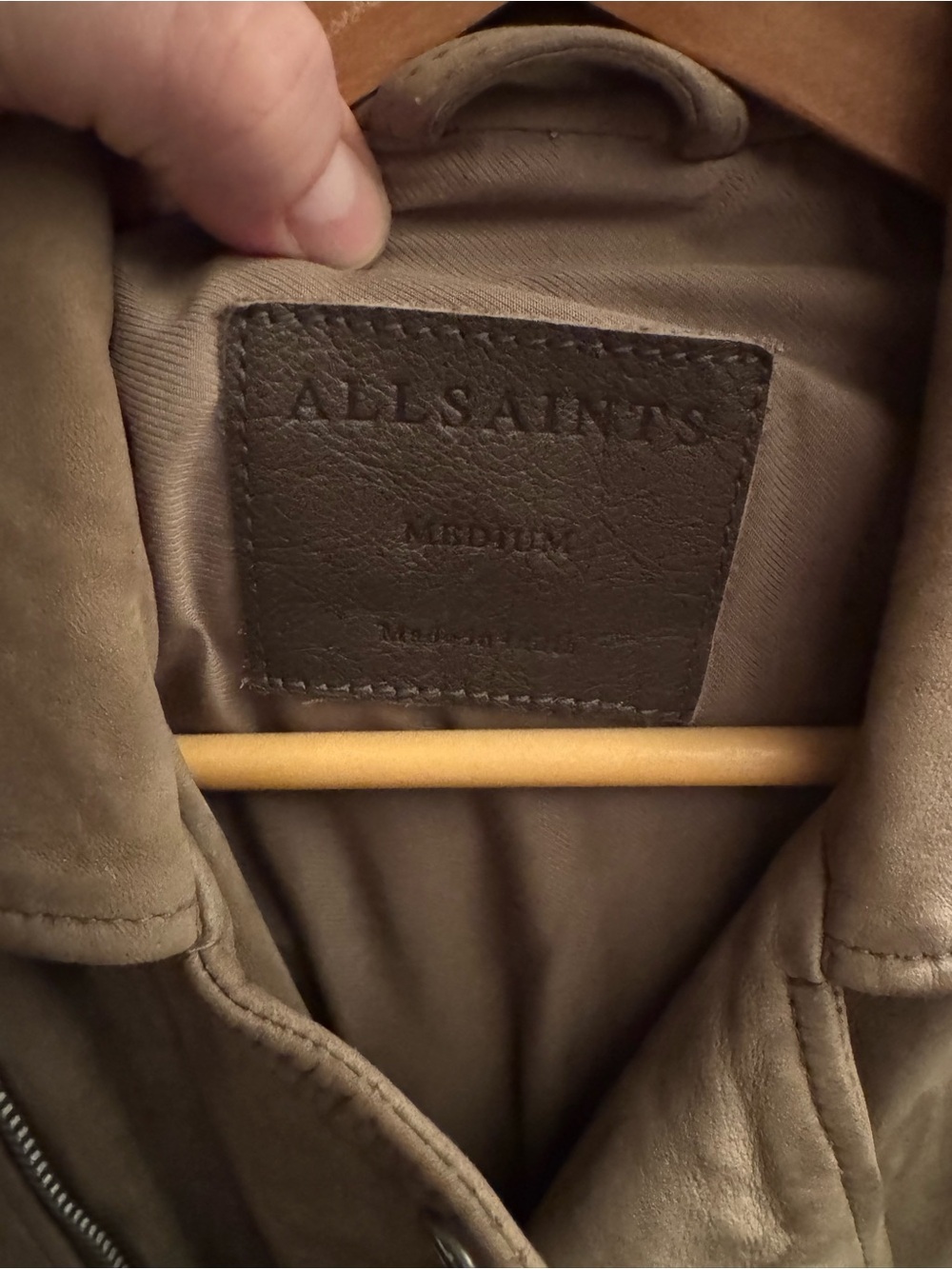 AllSaints Jennings Biker Jacket, Taupe Brown Suede Moto, medium, RARE archive - Picture 4 of 5
